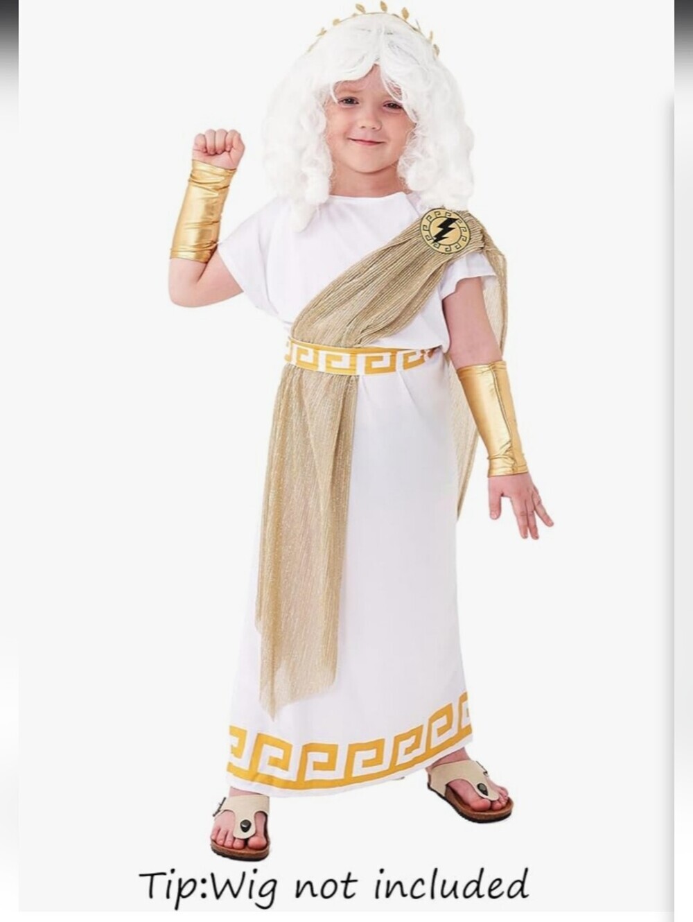 Child Greek Goddess Costume with Gold Trim (Wig Not Inclded)